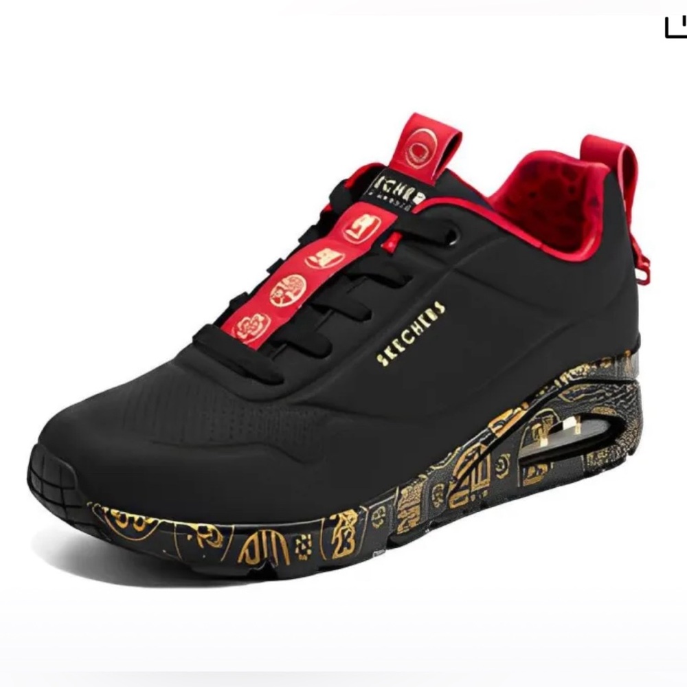 Skechers Casual Shoes Women's Low-Top Black/Red/Gold NWOT